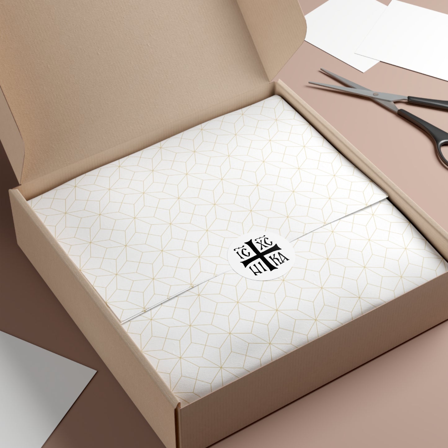 Jesus Christ Conquers Cross Sticker (White)