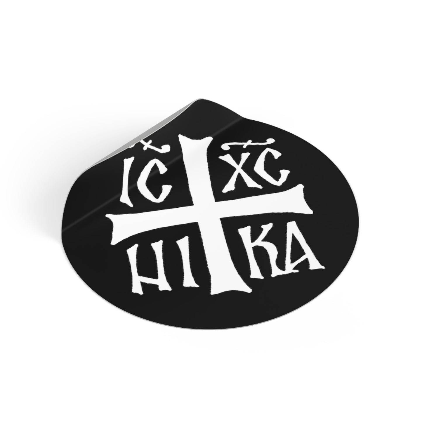 Jesus Christ Conquers Cross Sticker (Black)