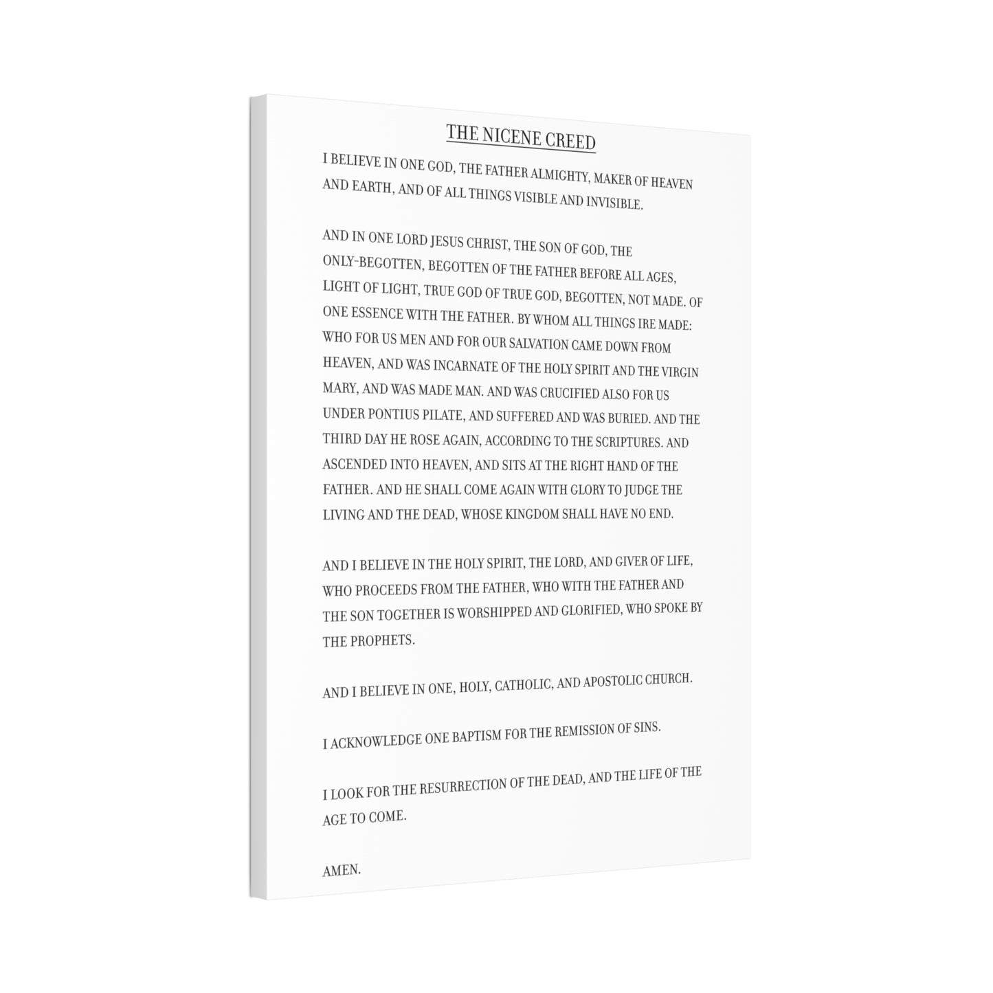 The Nicene Creed on Stretched Canvas