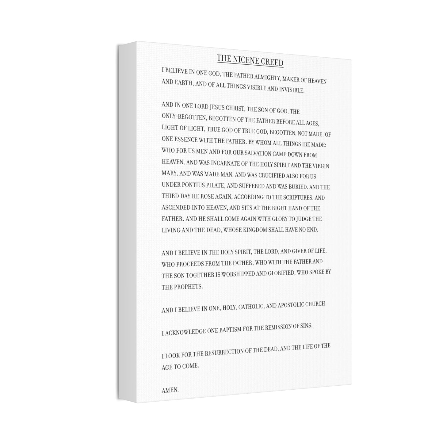 The Nicene Creed on Stretched Canvas