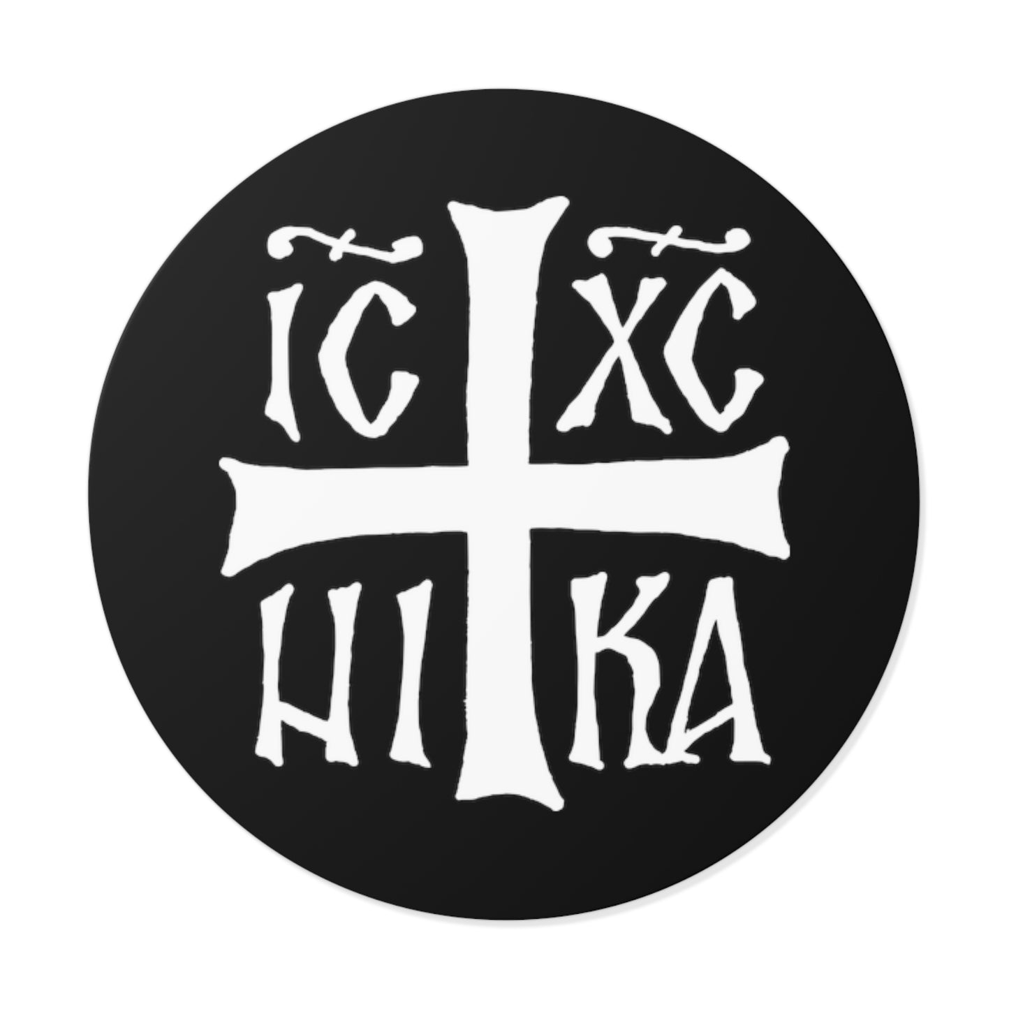 Jesus Christ Conquers Cross Sticker (Black)