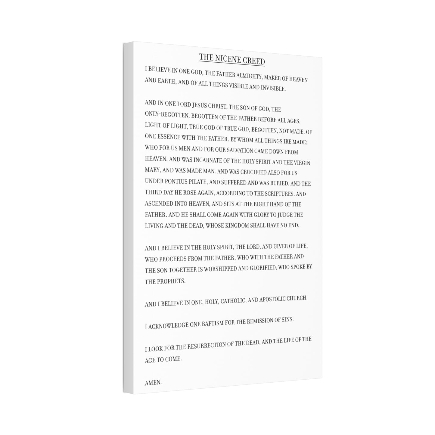 The Nicene Creed on Stretched Canvas