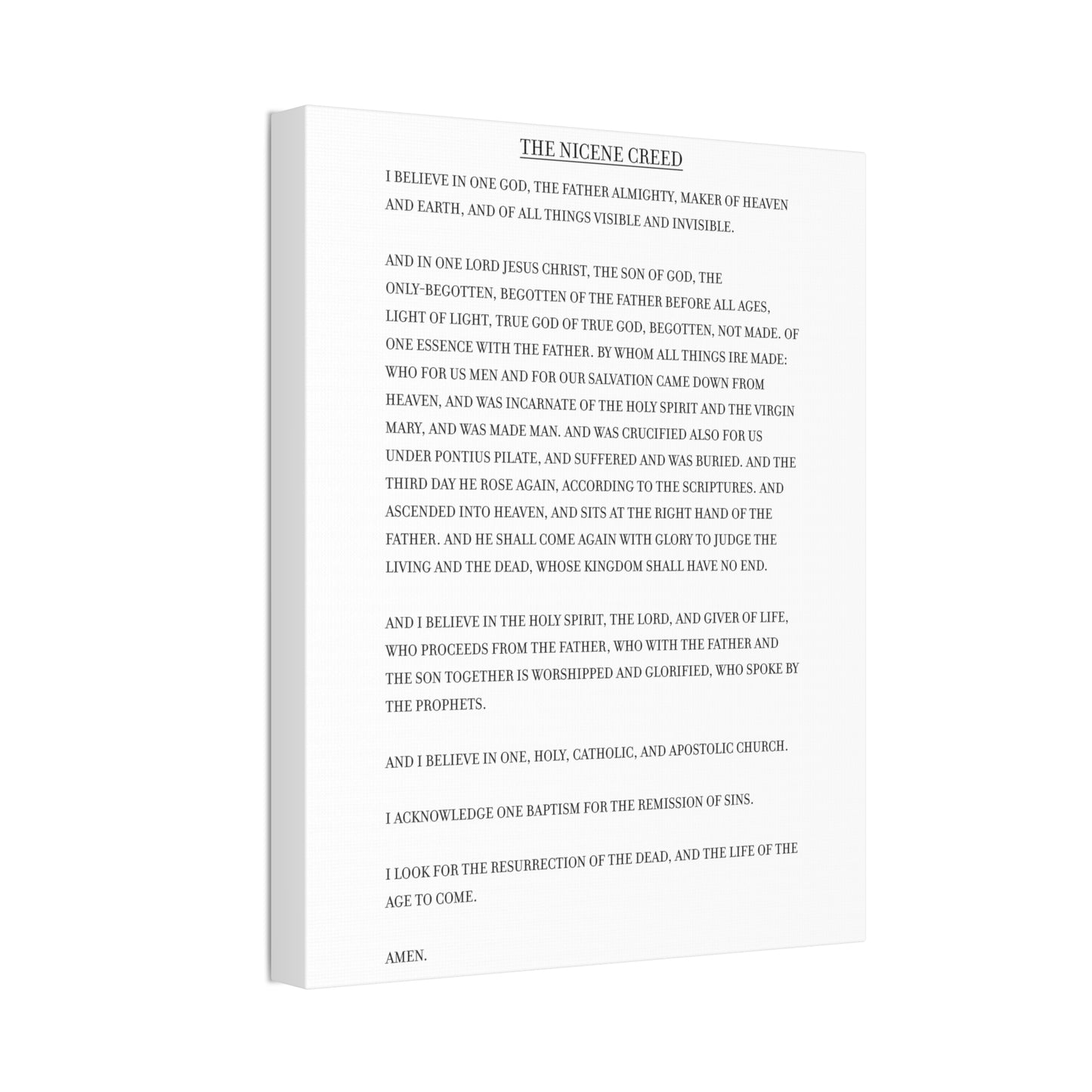 The Nicene Creed on Stretched Canvas
